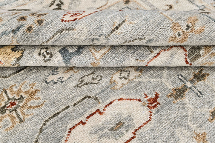 8x10 Slate, Gray, Brown Color Hand Knotted Oushak Wool Transitional Oriental Rug