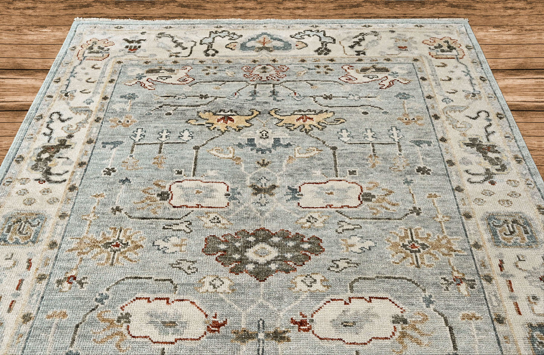 8x10 Slate, Gray, Brown Color Hand Knotted Oushak Wool Transitional Oriental Rug