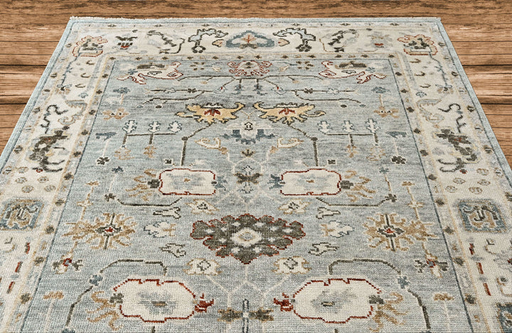 8x10 Slate, Gray, Brown Color Hand Knotted Oushak Wool Transitional Oriental Rug