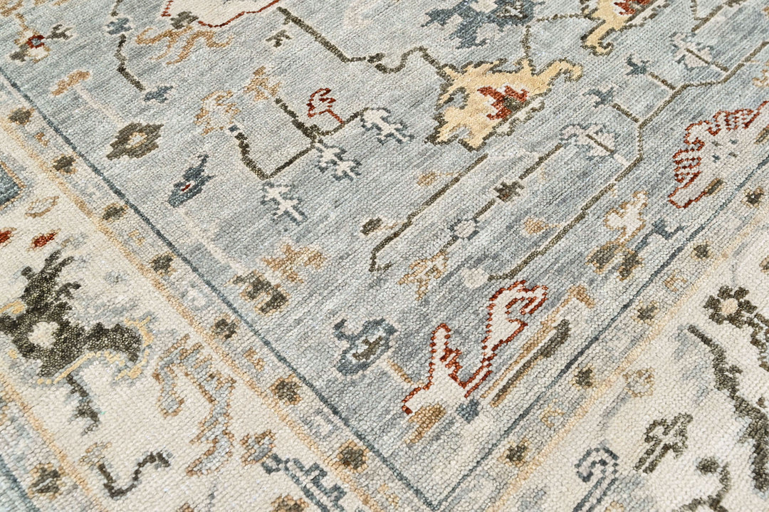 8x10 Slate, Gray, Brown Color Hand Knotted Oushak Wool Transitional Oriental Rug