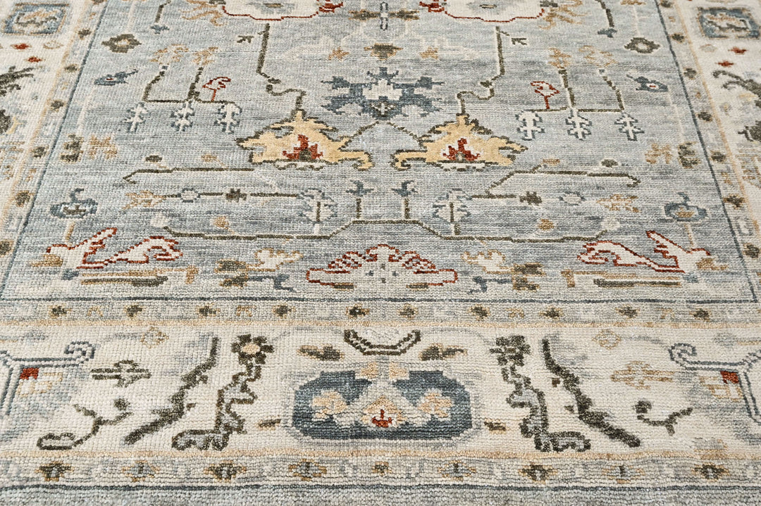 8x10 Slate, Gray, Brown Color Hand Knotted Oushak Wool Transitional Oriental Rug