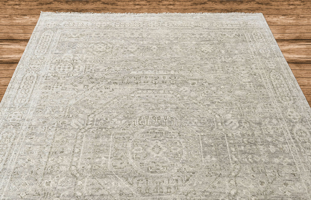 8x10 Tone on Tone Gray, , Color Hand Knotted Oushak Wool Traditional Oriental Rug