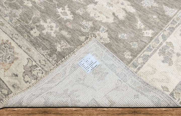 Multi Size Gray Slate Ivory Color Hand Knotted Oushak Wool Transitional Oriental Rug