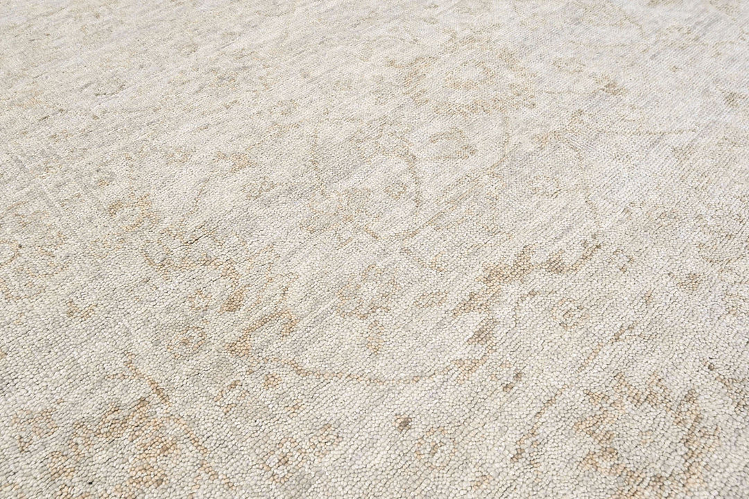 8x10 Tone on Tone Gray, , Color Hand Knotted Oushak Wool Transitional Oriental Rug