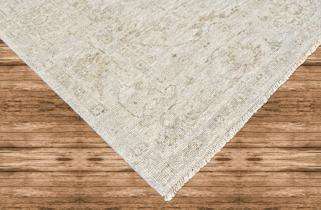 8x10 Tone on Tone Gray, , Color Hand Knotted Oushak Wool Transitional Oriental Rug