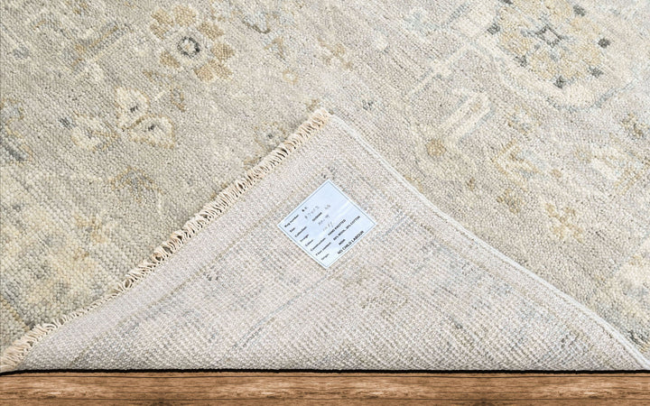 Multi Size Gray Ivory Multi Color Hand Knotted Oushak Wool Transitional Oriental Rug