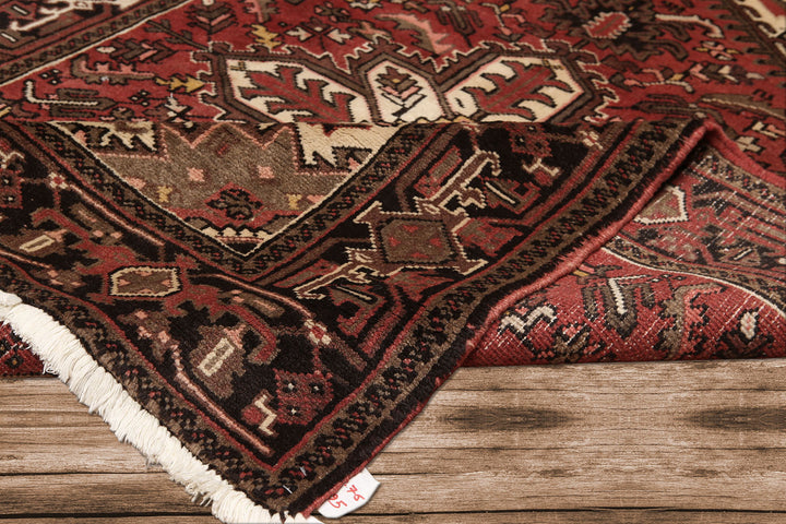 5x7 Rust, Ivory, Charcoal Color Hand Knotted Heriz Wool Traditional Oriental Rug