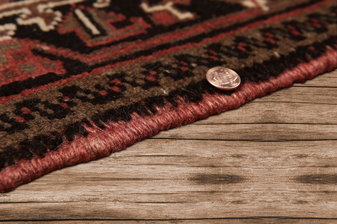 5x7 Rust, Ivory, Charcoal Color Hand Knotted Heriz Wool Traditional Oriental Rug