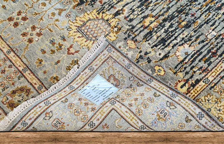 6x9 Slate, Charcoal, Gold Color Hand Knotted Oushak Wool Modern Oriental Rug