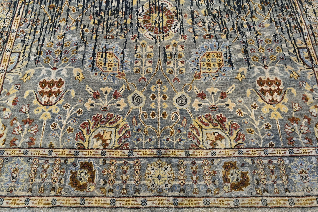 6x9 Slate, Charcoal, Gold Color Hand Knotted Oushak Wool Modern Oriental Rug
