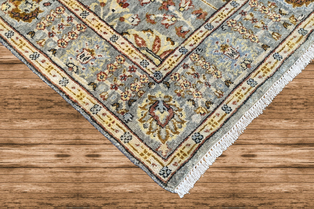 6x9 Slate, Charcoal, Gold Color Hand Knotted Oushak Wool Modern Oriental Rug