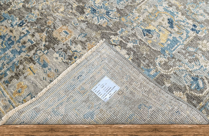 8x10 Gray, Blue, Light Gold Color Hand Knotted Oushak Wool Transitional Oriental Rug