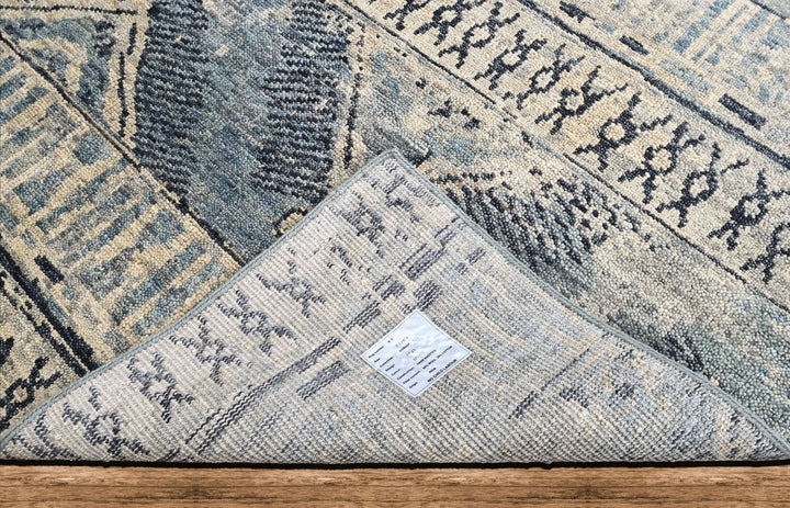 Multi Size Blue Gray Navy Color Hand Knotted Oushak Wool  Oriental Rug