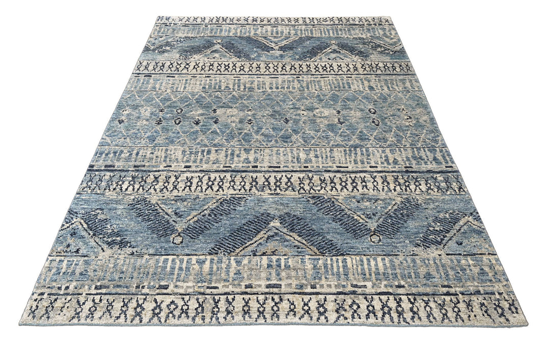 Multi Size Blue Gray Navy Color Hand Knotted Oushak Wool  Oriental Rug