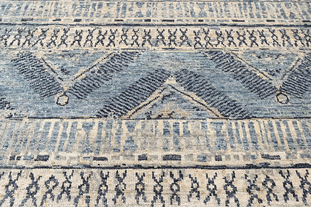 Multi Size Blue Gray Navy Color Hand Knotted Oushak Wool  Oriental Rug