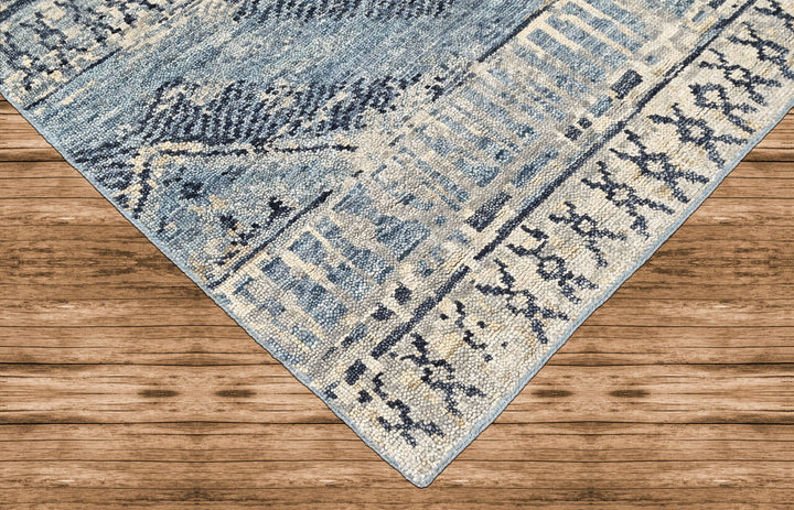 Multi Size Blue Gray Navy Color Hand Knotted Oushak Wool  Oriental Rug
