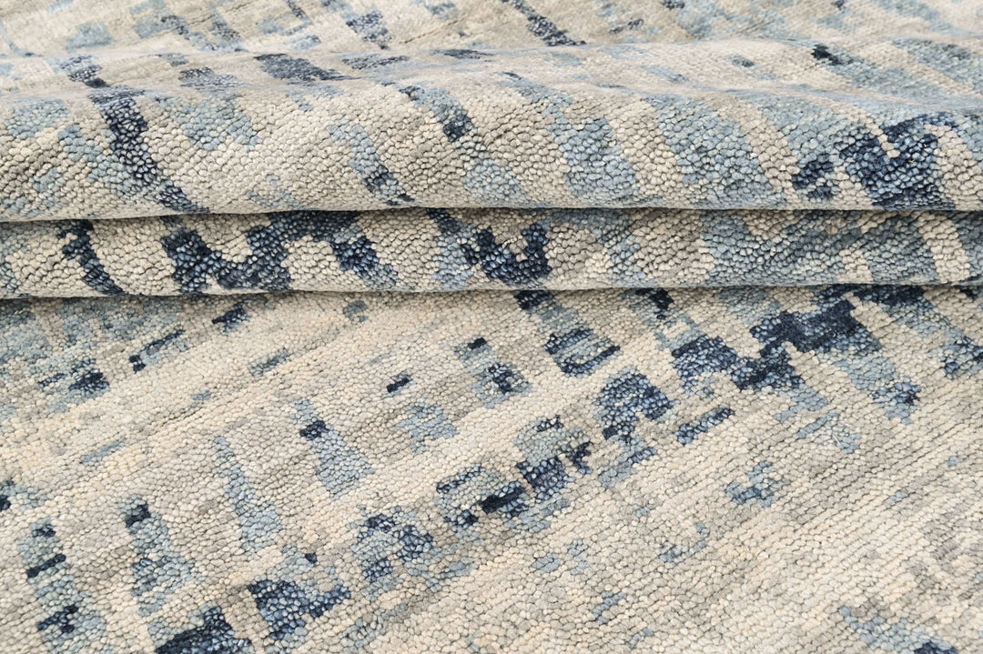 9x12 Gray, Blue, Color Hand Knotted Oushak Wool  Oriental Rug