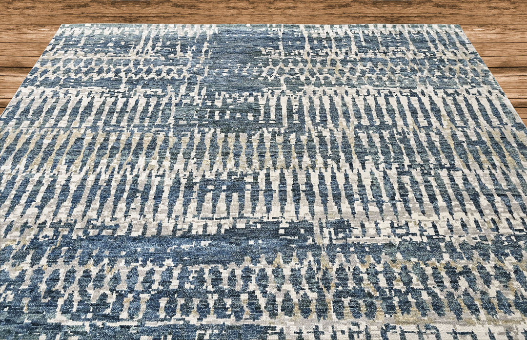 Multi Size Gray Blue Celedon Color Hand Knotted Oushak Wool Modern Oriental Rug