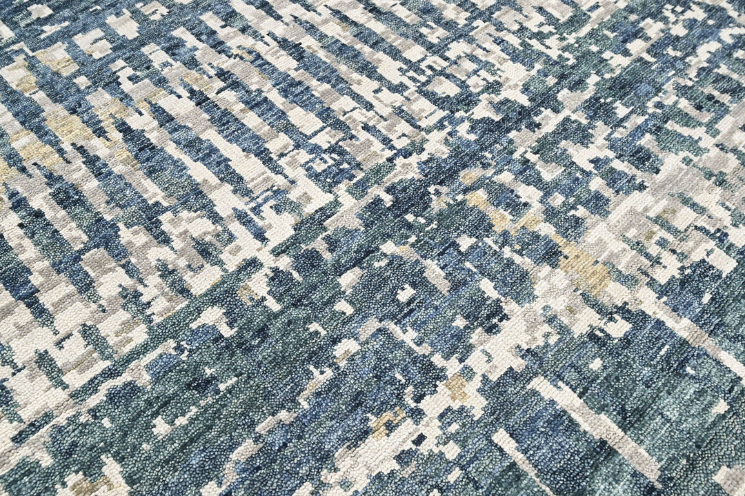 Multi Size Gray Blue Celedon Color Hand Knotted Oushak Wool Modern Oriental Rug