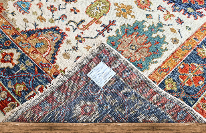 9x12 Beige, Blue, Red Color Hand Knotted Oushak Wool Arts and Crafts Oriental Rug