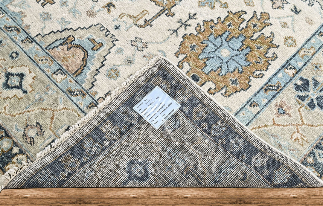 9x12 Beige, Brown, Gray Color Hand Knotted Oushak Wool Transitional Oriental Rug