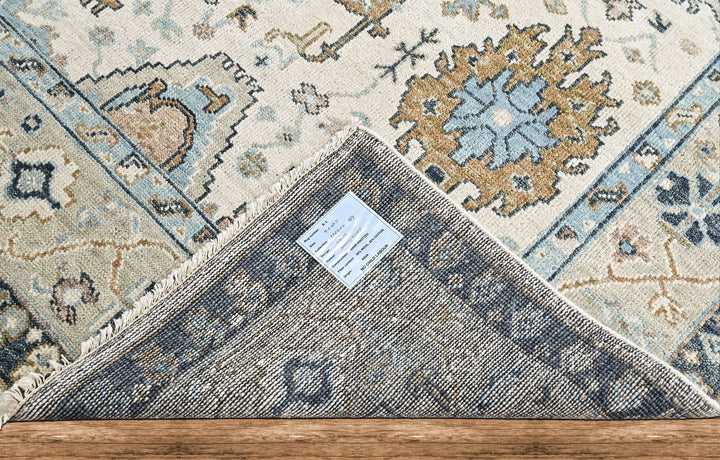 9x12 Beige, Brown, Gray Color Hand Knotted Oushak Wool Transitional Oriental Rug