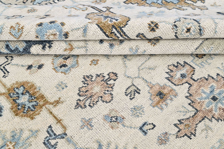 9x12 Beige, Brown, Gray Color Hand Knotted Oushak Wool Transitional Oriental Rug