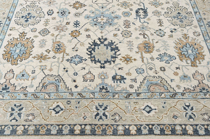 9x12 Beige, Brown, Gray Color Hand Knotted Oushak Wool Transitional Oriental Rug