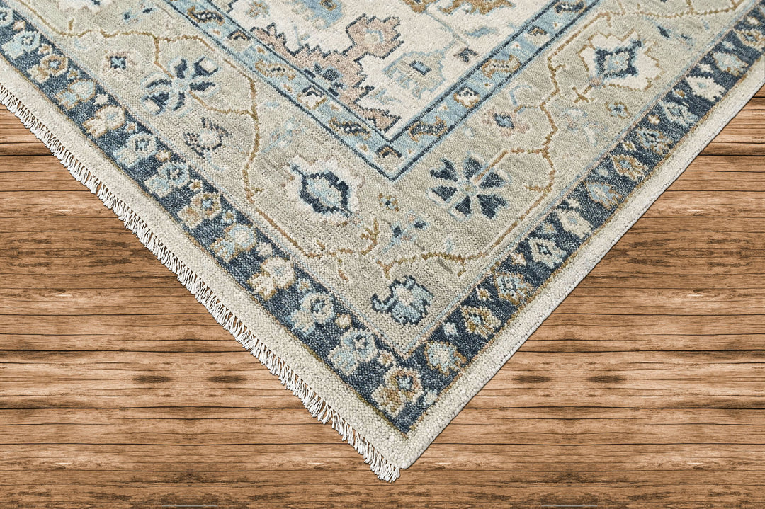 9x12 Beige, Brown, Gray Color Hand Knotted Oushak Wool Transitional Oriental Rug