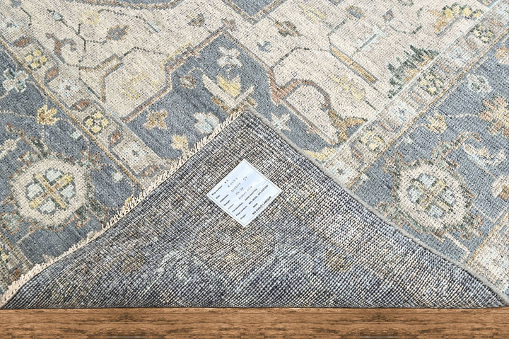 9x12 Blue, Beige, Taupe Color Hand Knotted Oushak Wool  Oriental Rug