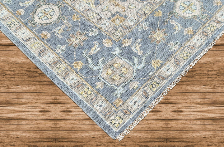 9x12 Blue, Beige, Taupe Color Hand Knotted Oushak Wool  Oriental Rug