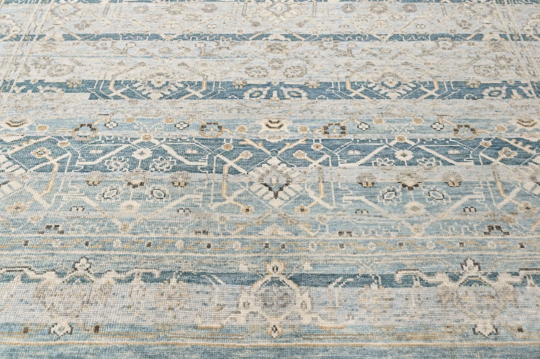 8'6x11'6 Aqua, Gray, Beige Color Hand Knotted Oushak Wool Transitional Oriental Rug