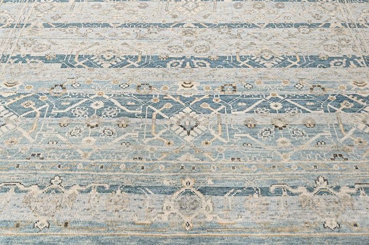 8'6x11'6 Aqua, Gray, Beige Color Hand Knotted Oushak Wool Transitional Oriental Rug