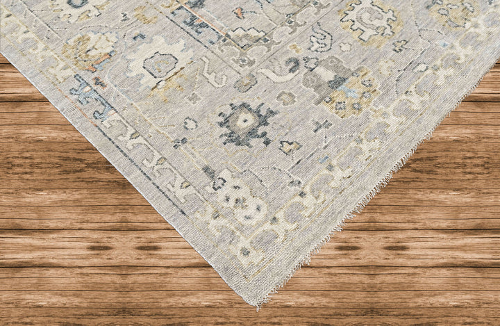 Multi Size Gray Slate Beige Color Hand Knotted Oushak Wool Transitional Oriental Rug
