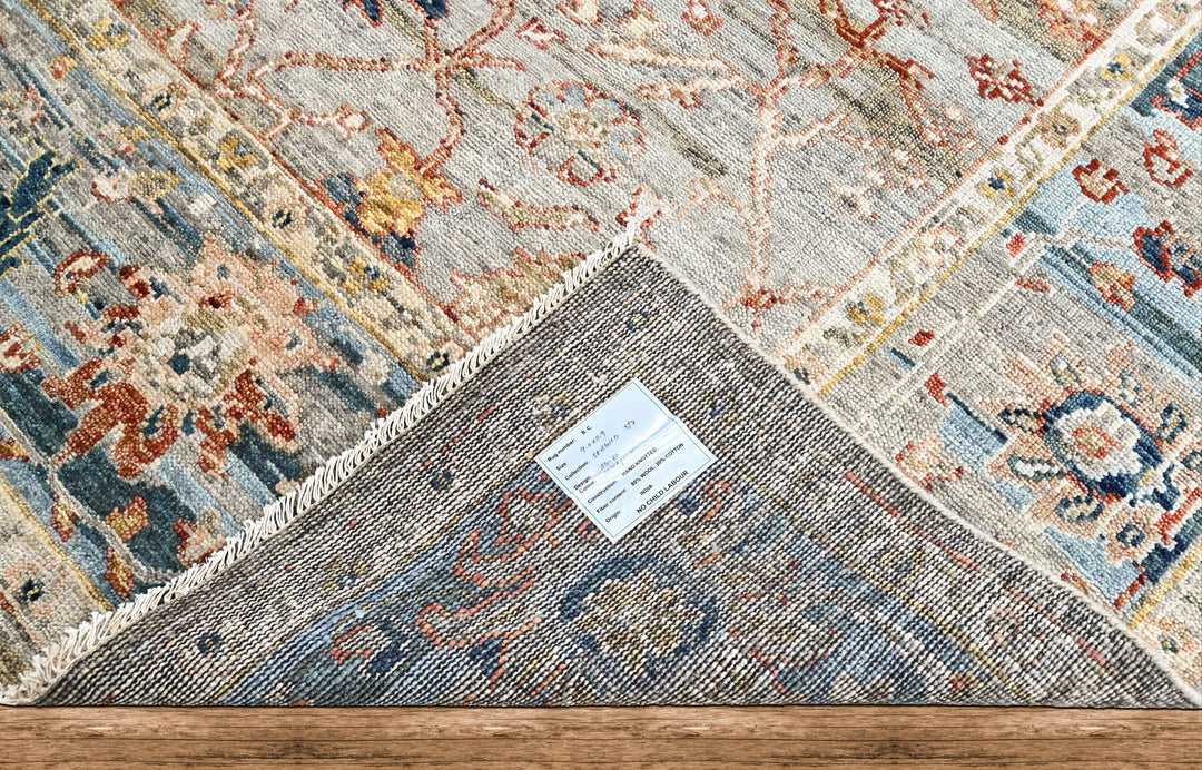 9x12 Slate, Gray, Blue Color Hand Knotted Oushak Wool Transitional Oriental Rug