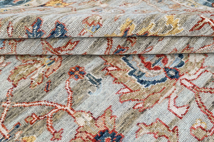 9x12 Slate, Gray, Blue Color Hand Knotted Oushak Wool Transitional Oriental Rug