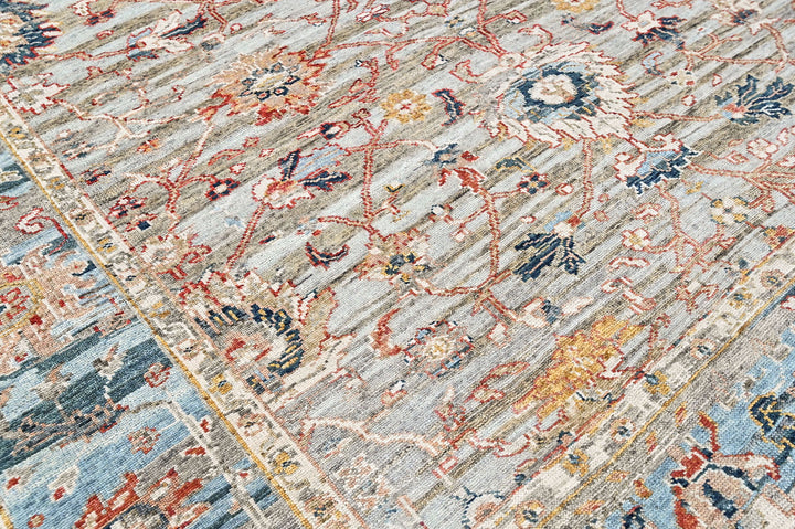 9x12 Slate, Gray, Blue Color Hand Knotted Oushak Wool Transitional Oriental Rug