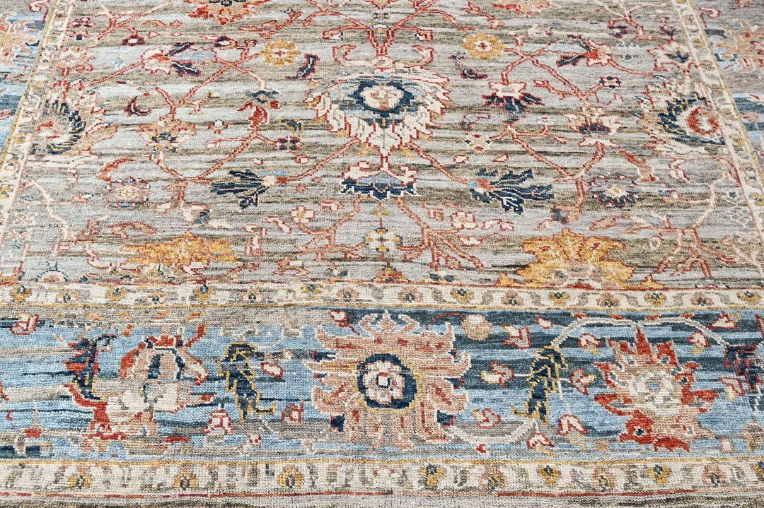 9x12 Slate, Gray, Blue Color Hand Knotted Oushak Wool Transitional Oriental Rug