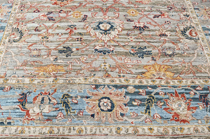 9x12 Slate, Gray, Blue Color Hand Knotted Oushak Wool Transitional Oriental Rug