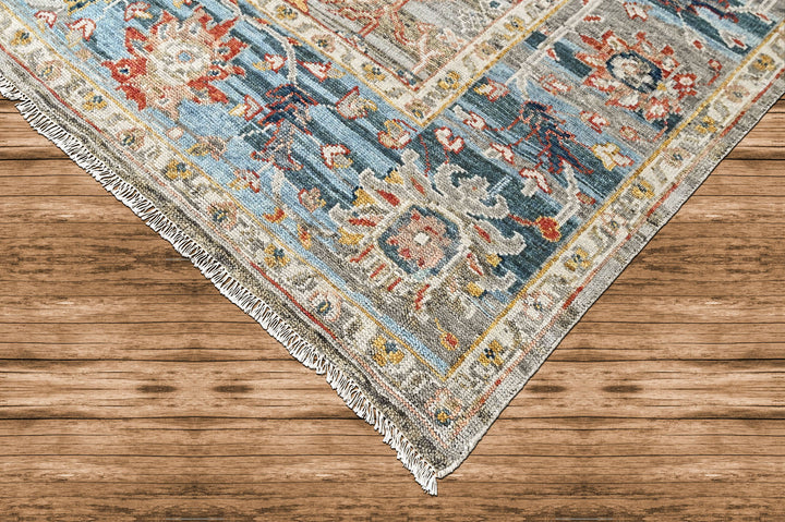 9x12 Slate, Gray, Blue Color Hand Knotted Oushak Wool Transitional Oriental Rug