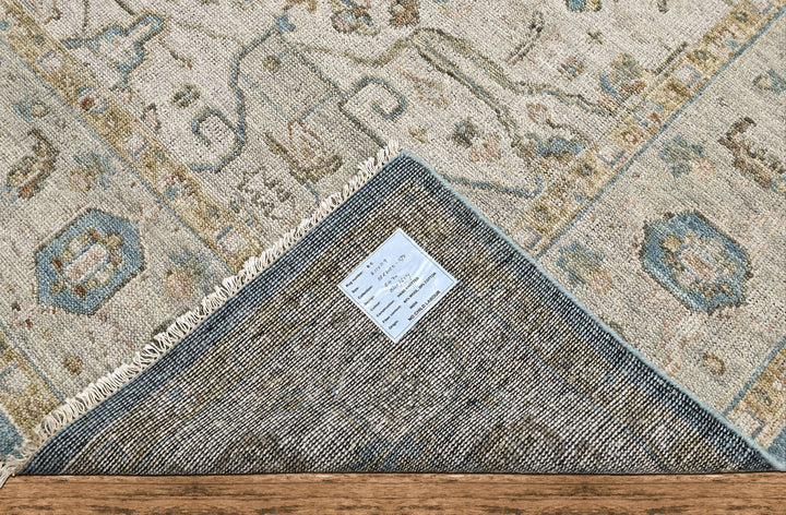 9x12 Aqua, Taupe, Gray Color Hand Knotted Oushak Wool  Oriental Rug