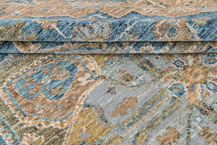 9x12 Aqua, Brown, Moss Color Hand Knotted Oushak Wool  Oriental Rug
