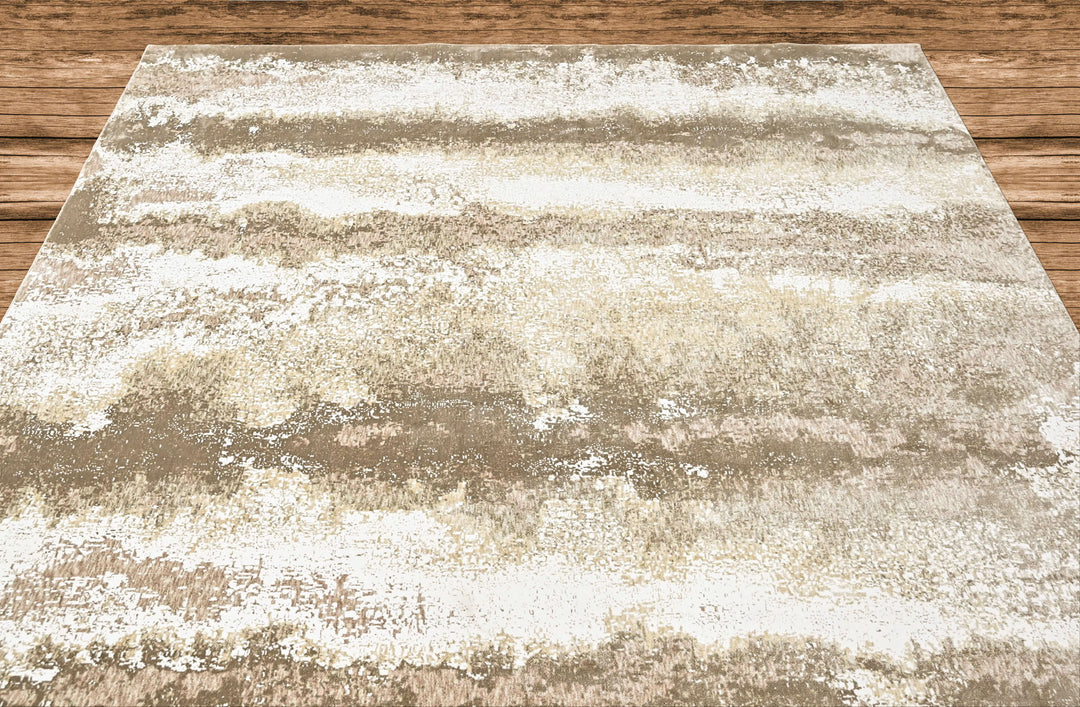 9x12 Ivory, Beige, Brown Color Power Loom Oushak Wool Modern Oriental Rug