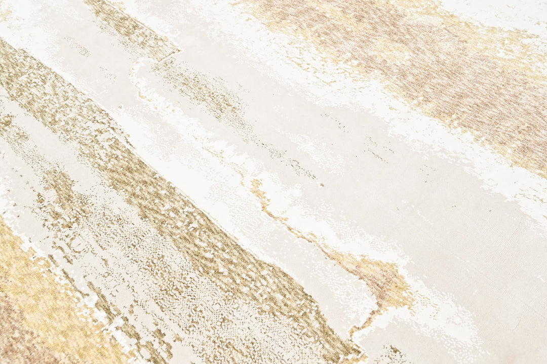 9x12 Ivory, Gray, Light Gold Color Power Loom Oushak Wool Modern Oriental Rug