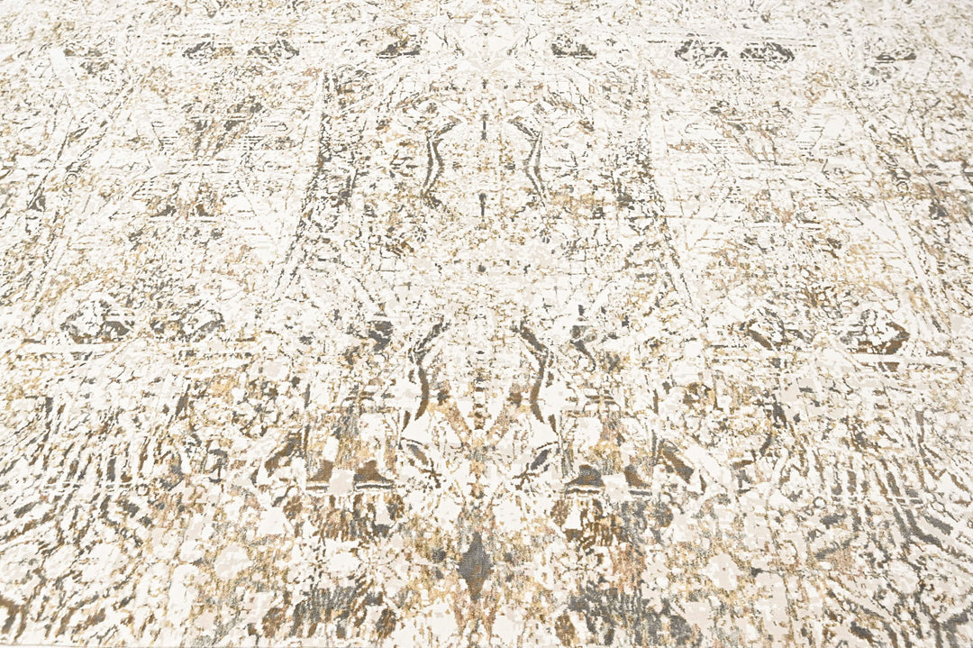 9x12 Ivory, Beige, Multi Color Power Loom Oushak Wool Modern Oriental Rug