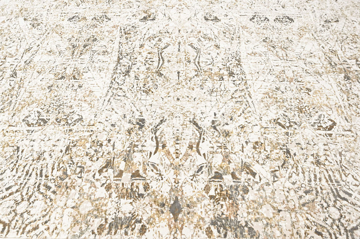 9x12 Ivory, Beige, Multi Color Power Loom Oushak Wool Modern Oriental Rug