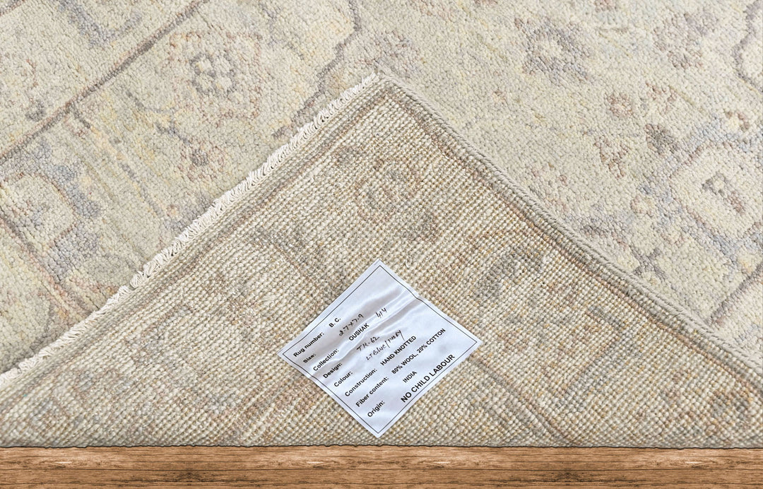 2'6x8 Tone on Tone Gray, , Color Hand Knotted Oushak Wool Transitional Oriental Rug