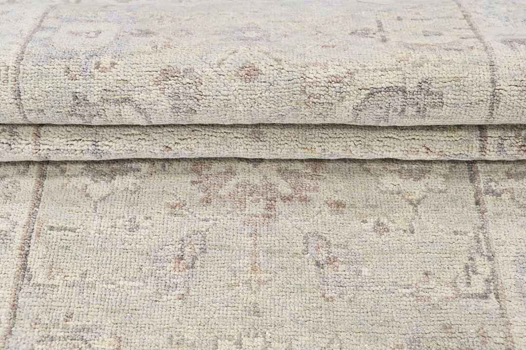 2'6x8 Tone on Tone Gray, , Color Hand Knotted Oushak Wool Transitional Oriental Rug