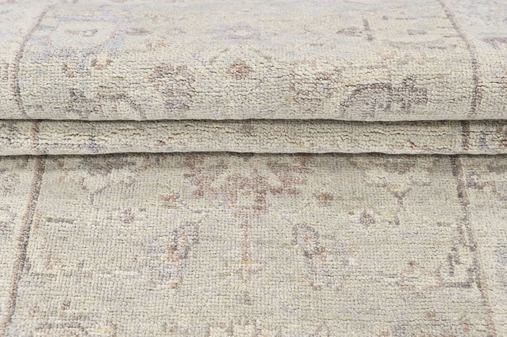 2'6x8 Tone on Tone Gray, , Color Hand Knotted Oushak Wool Transitional Oriental Rug