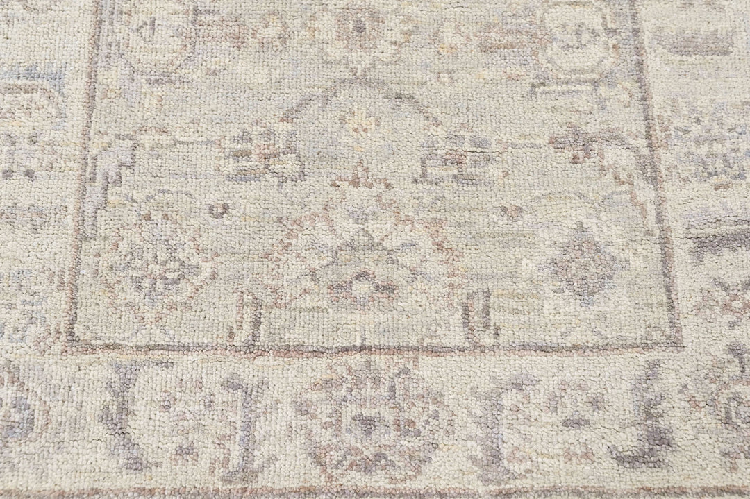 2'6x8 Tone on Tone Gray, , Color Hand Knotted Oushak Wool Transitional Oriental Rug